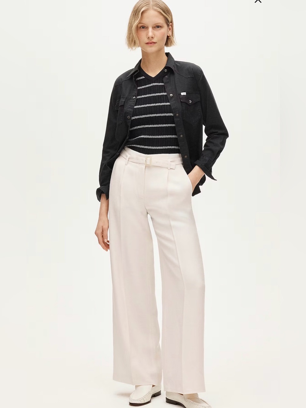 J CREW SIZE 4P Wide-leg belted pant in luster canvas CS094 $158